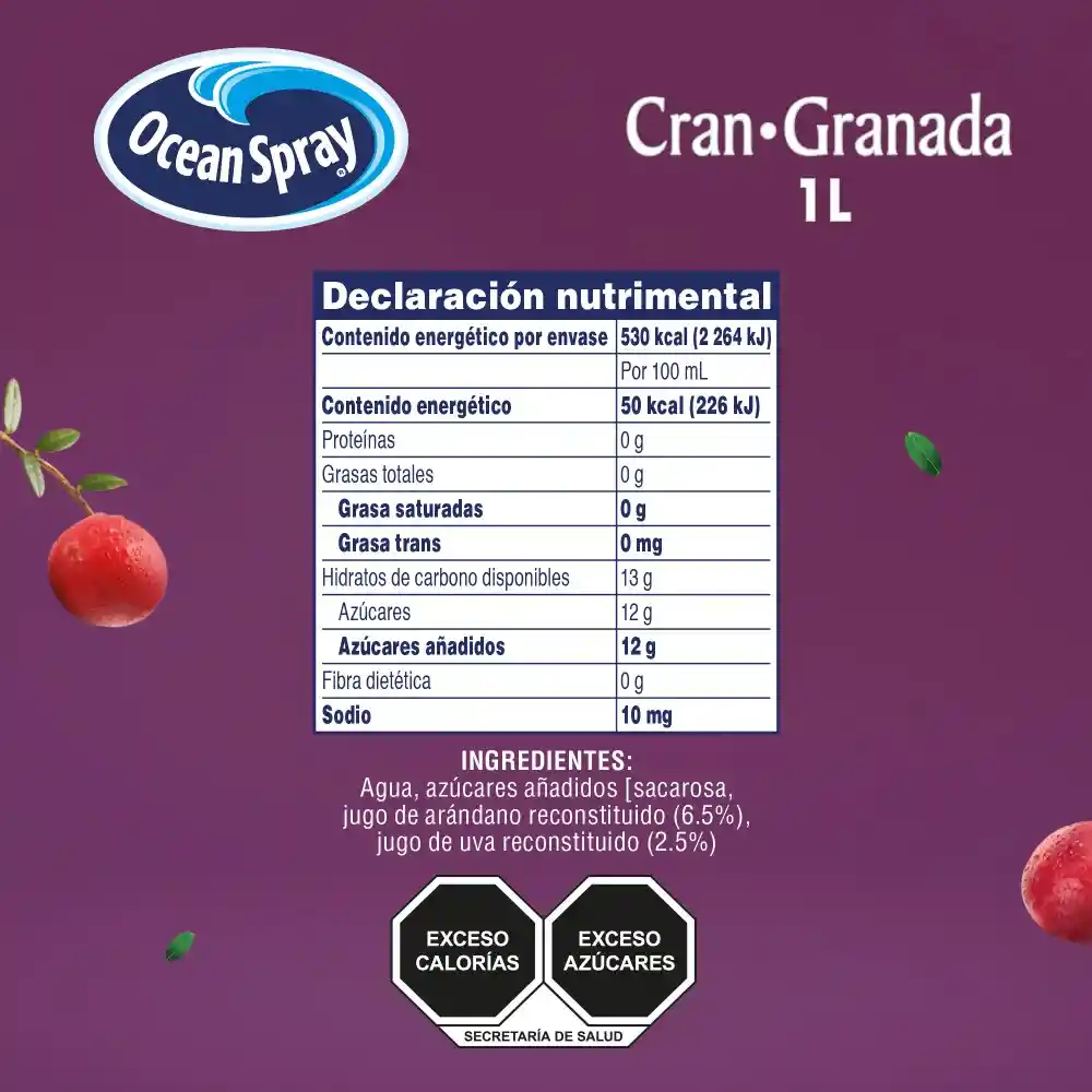 Ocean Spray Bebida de Arándano y Granada 1L