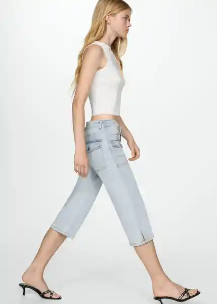 Pantalón Bowie Azul Talla 36 Mujer Mango