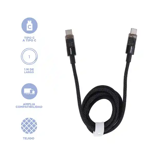 Cable de Carga Tipo C a Tipo C Serie Negro Miniso
