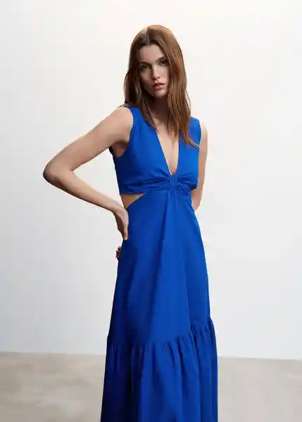 Vestido Capricor Azul Talla L Mujer Mango