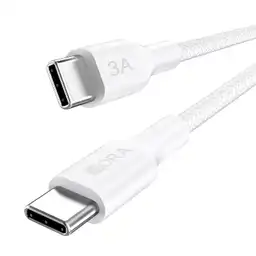 Cable de Carga Rápida 1hora Trenzado Cab272 Tipo C a C 1 Metro Blanco