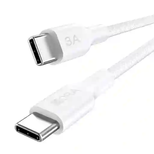 Cable de Carga Rápida 1hora Trenzado Cab272 Tipo C a C 1 Metro Blanco