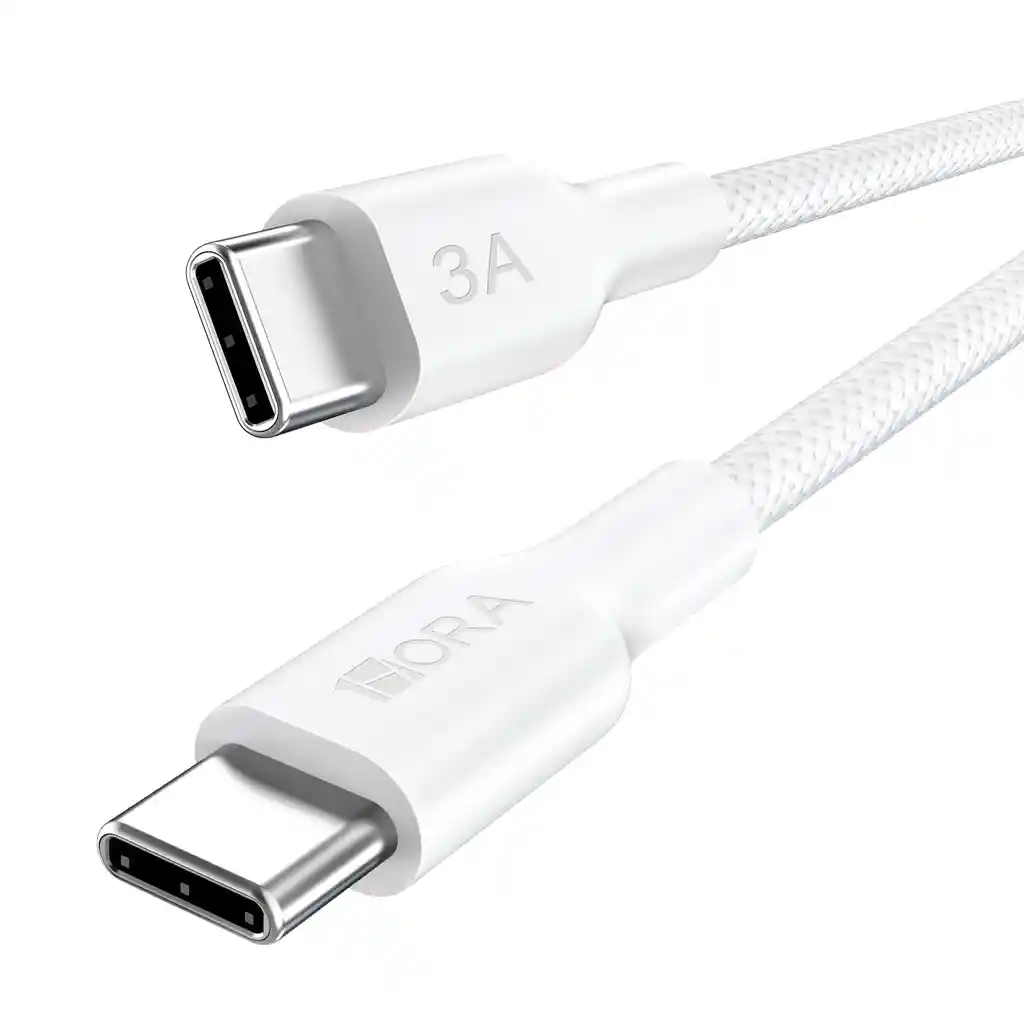 Cable de Carga Rápida 1hora Trenzado Cab272 Tipo C a C 1 Metro Blanco