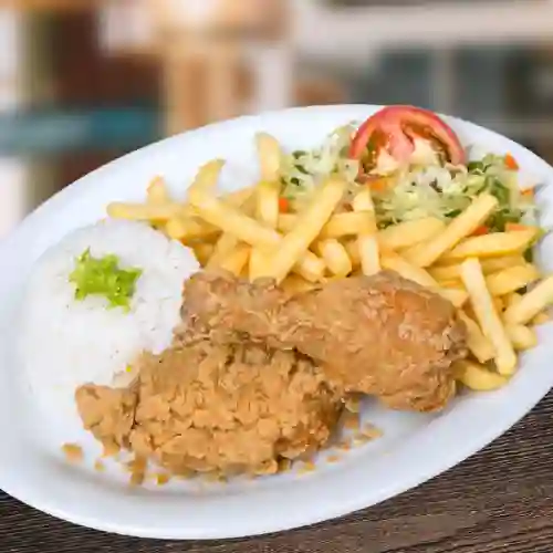 Bandeja con Pollo Broaster