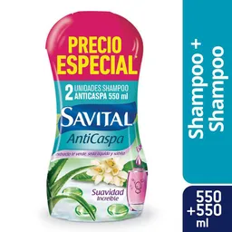 Savital Shampoo Anticaspa con Té Verde y Seda x2