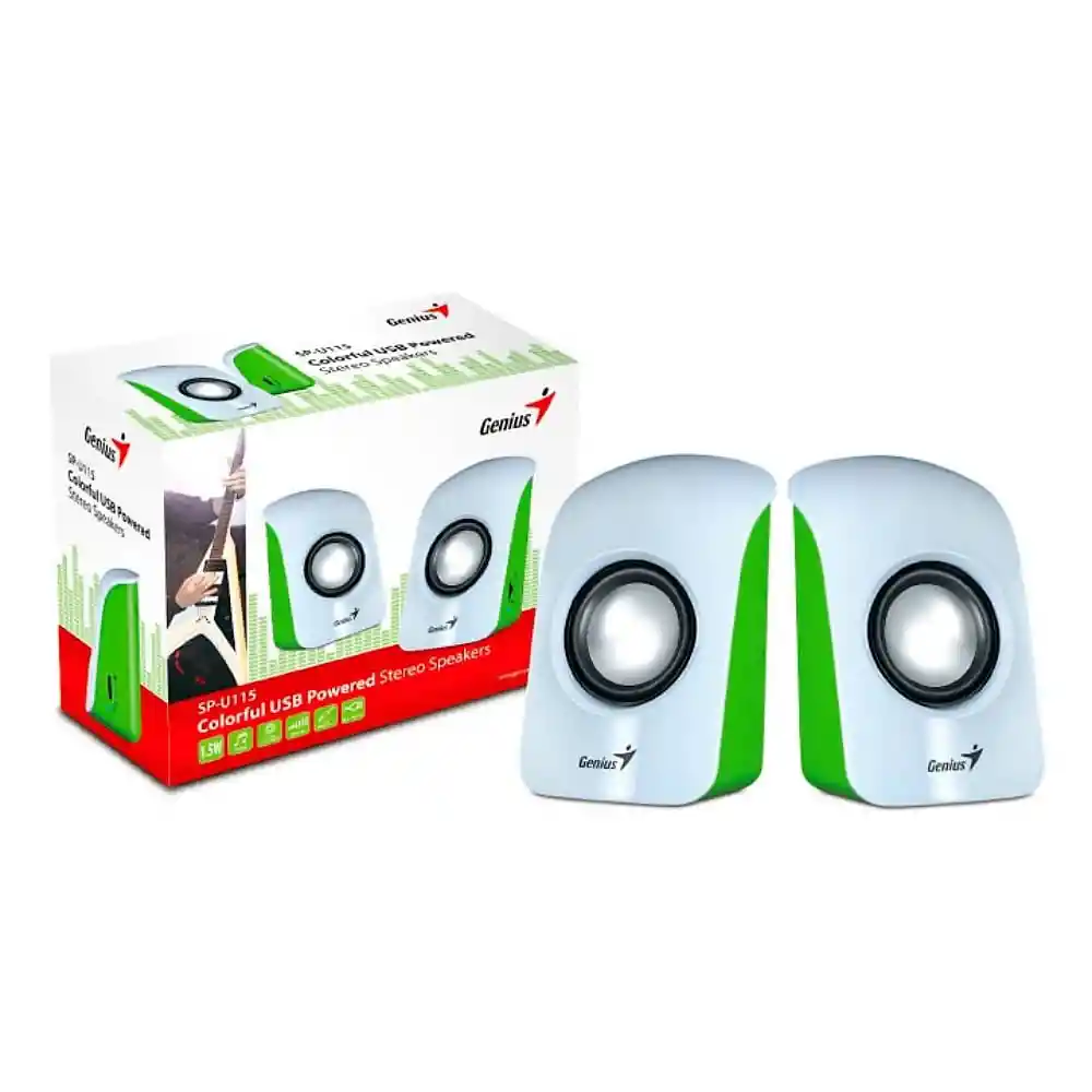 Genius Parlantes Blanco - Verde SP-U115 1.5 w