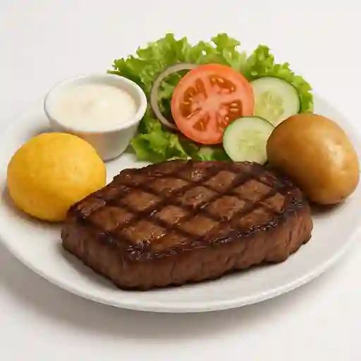 Churrasco con Papa y Bollo