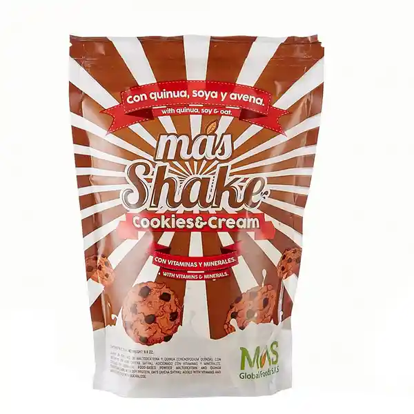 Más Shake Alimento en Polvo Cookies Cream Quinua Soya