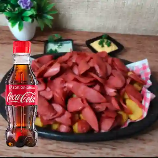 Salchipapa doble+cocacola original 250ml