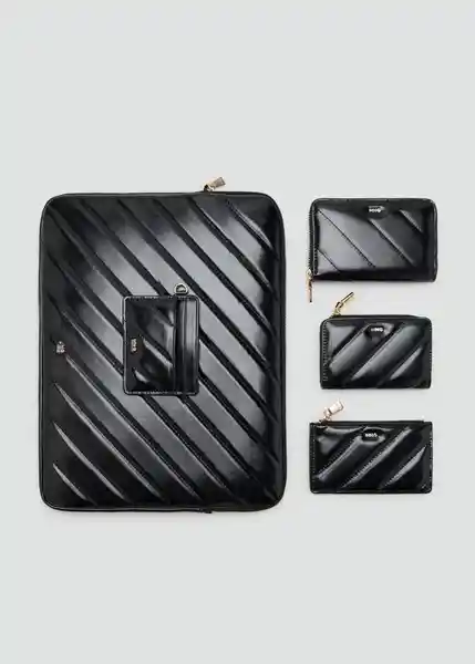 Billetera P Diagonal Negro Talla 99 Mujer Mango