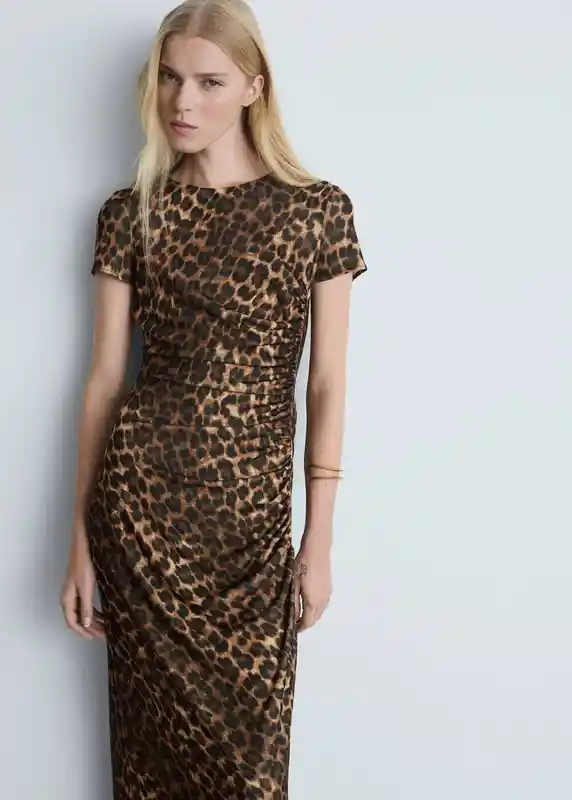 Vestido Leo Marron Talla L Mujer Mango