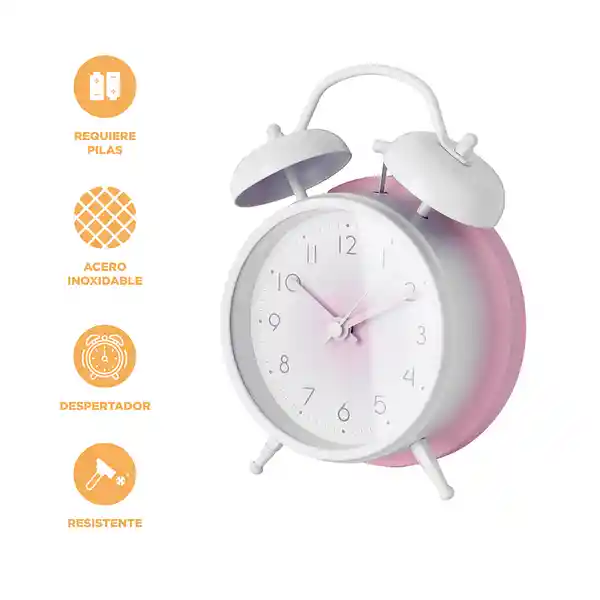 Reloj Despertador de Doble Campana Rosa Miniso