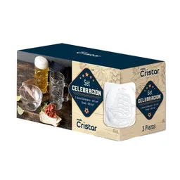 Set X3 Cervecero Vasos + Bowl Cristar 9861el3
