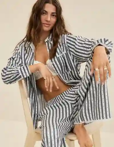 Pijama Aerie Gris Talla SMALL 1871018 American Eagle