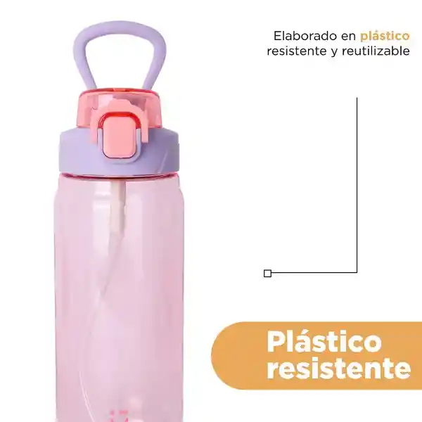 Botella de Plástico Rosa y Morado 780 mL Serie Miniso