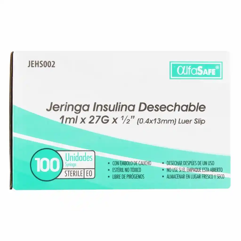 Alfa Trading Jeringa Ins.1 Ml 27Gx1/2(13Mm)100Ud
