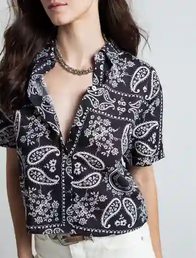 Camisa Ela Mujer Negro Puro Ultraoscuro Talla S 013F328 Naf Naf