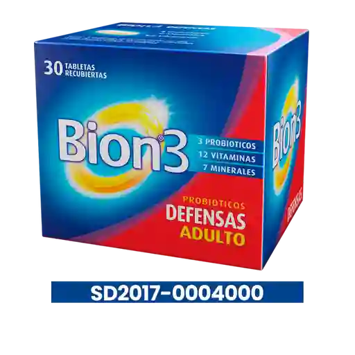 Bion3 Defensas Multivitaminico con Minerales y Probioticos 30 tabletas