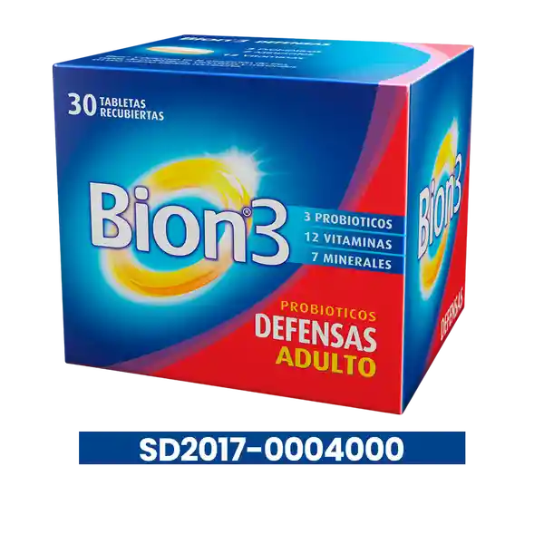 Bion3 Defensas Multivitaminico con Minerales y Probioticos 30 tabletas