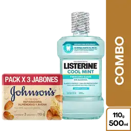 Combo Johnsons Jabon Avena 3 Und + Listerine Coolmint Zero