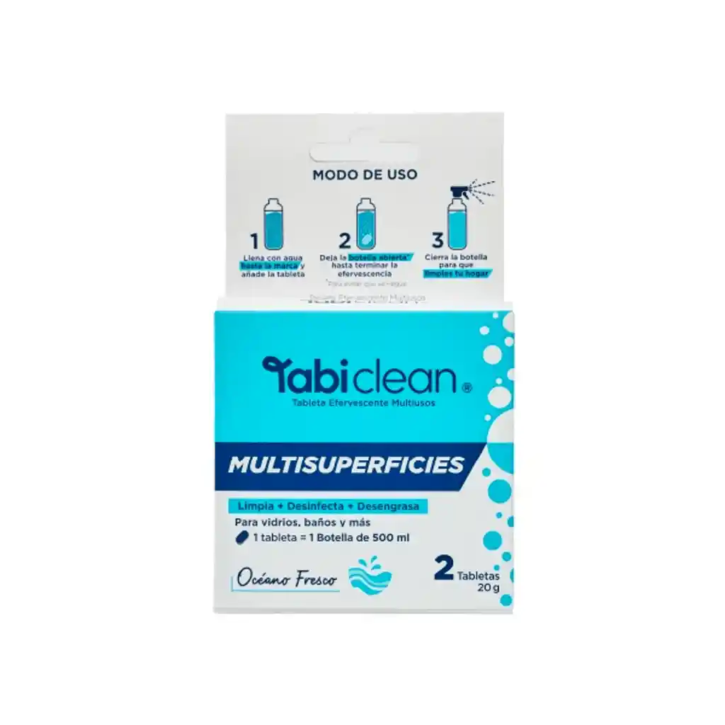 Caja Repuesto Multisuperficies Tabi Clean: 2 tabletas rinden 1 litro