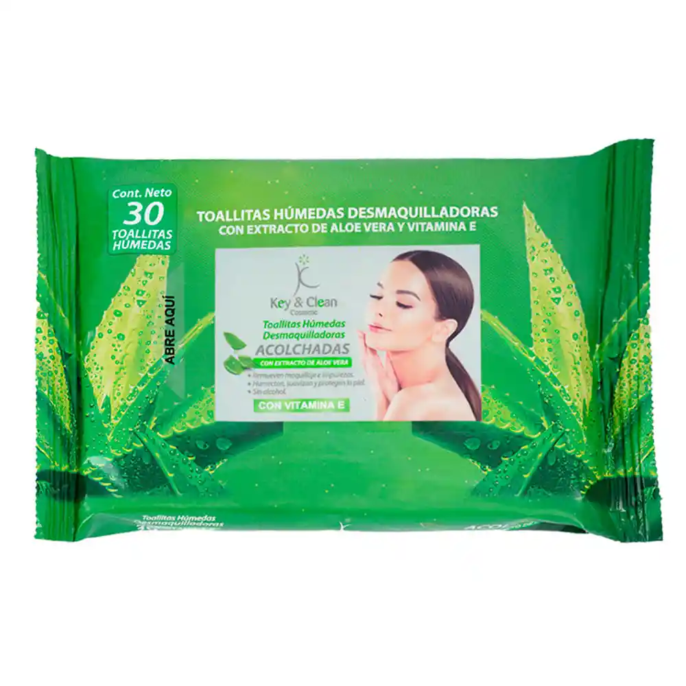 Toallitas Desmaquilladoras Key Clean Con Extracto de Aloe