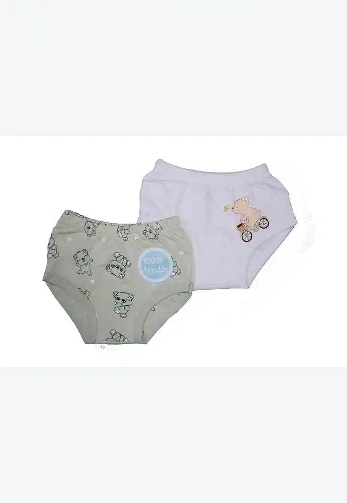 Panty Set X2 100% Alg 3/6 Meses-verde