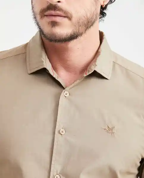 Camiseta Spread Neck Masculino Crudo Beige Claro T. L Chevignon