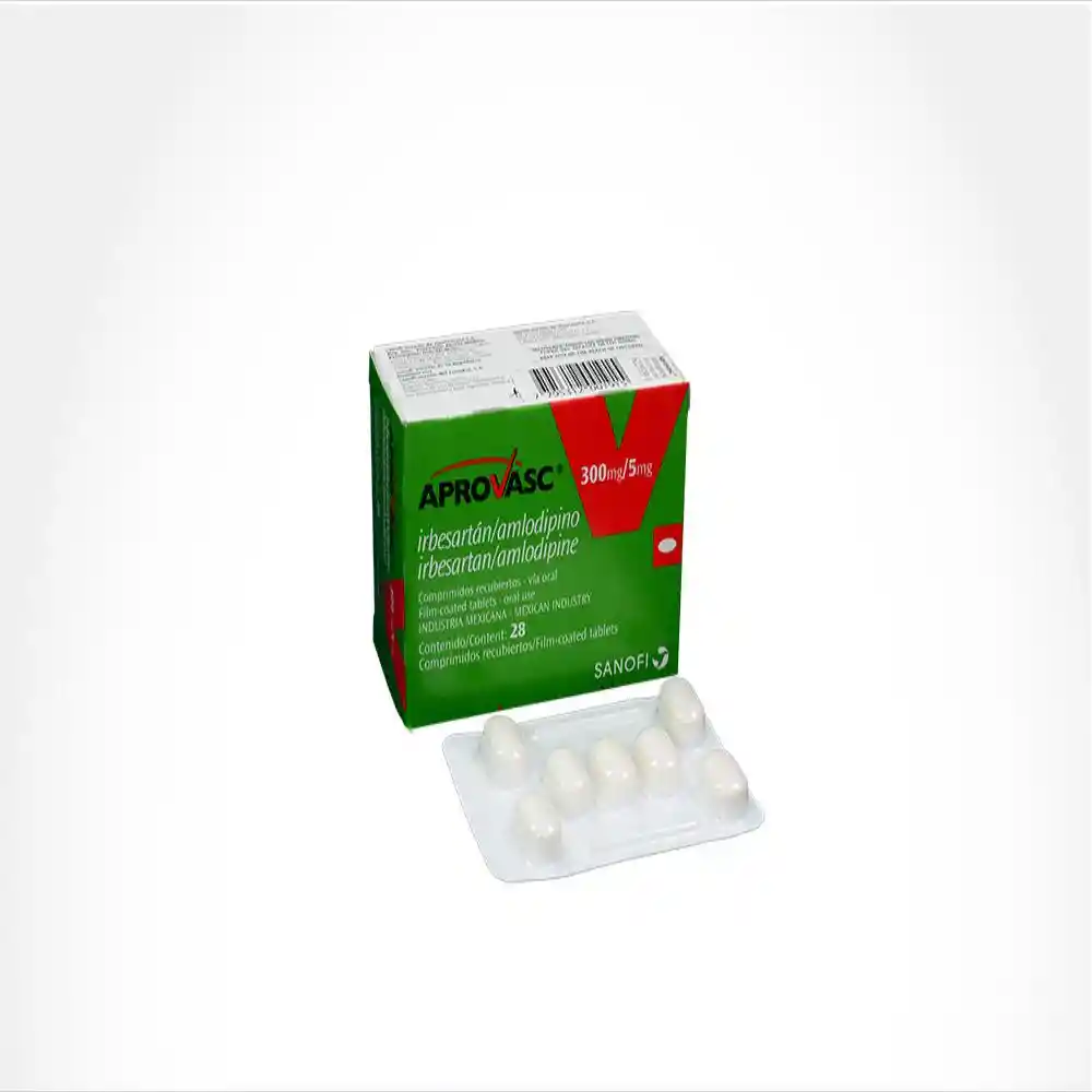 Aprovasc 300Mg/5Mg X 28 Comprimidos Irbesartan+Amlodipino