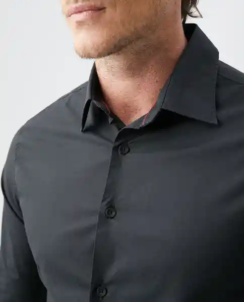 Camisa M/l Premium Negro Sombrío Ultraoscuro Talla Xl Hombre Chevignon