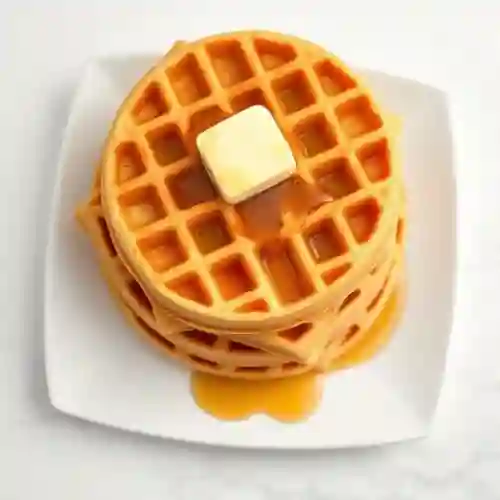 Waffle de mantequilla, syrup o miel