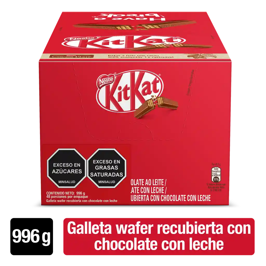 KitKat Galleta Wafer cubierta con chocolate con leche 24 Unds x 996g