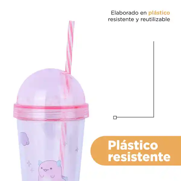 Vaso de Plástico de Con Pitillo Axolotl Story 350 mL Miniso