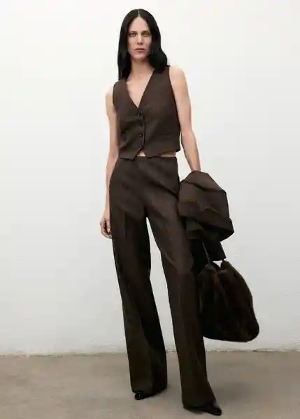 Chaleco Piper Marrón Talla S Mujer Mango