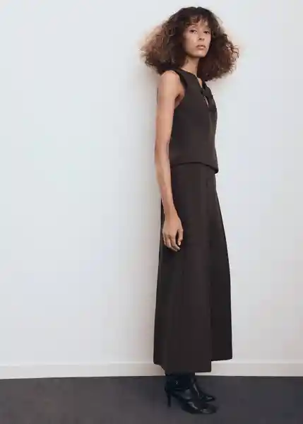 Pantalón Mateo Marrón Talla 36 Mujer Mango