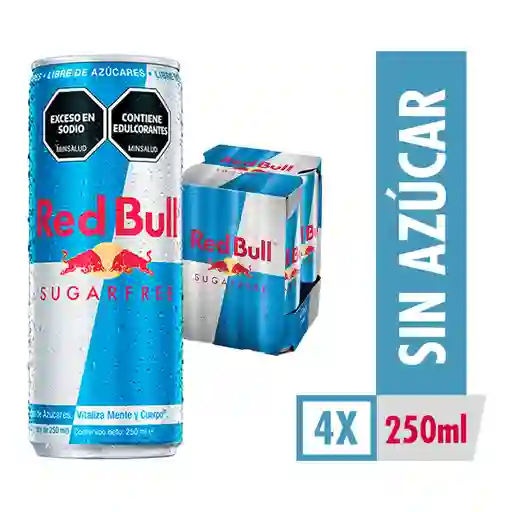 Red Bull Bebida Energizante Sin Azucar 4 pack 250ml
