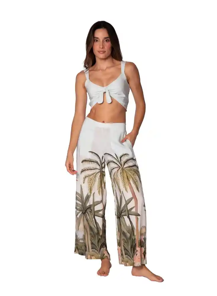 Pantalon Estampado L-azul