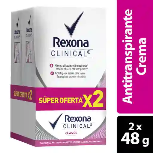 Rexona Desodorante Antitranspirante Clinical Classic en Crema
