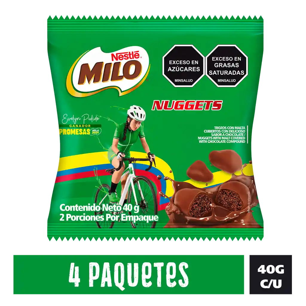 MILO NUGGETS trozos con malta cubiertos sabor chocolate x 40g