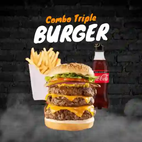 Hamburguesa Triple + Papas + Coca-cola