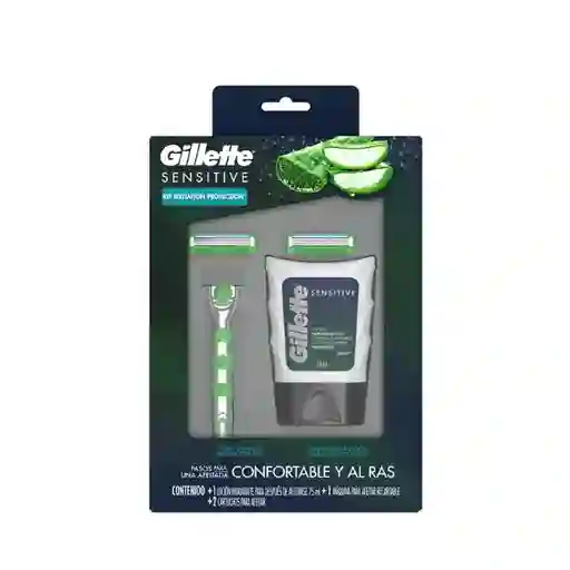 Gillette Pack Maquina Afeitar Mach 3 Sensitive Loción Sensitive