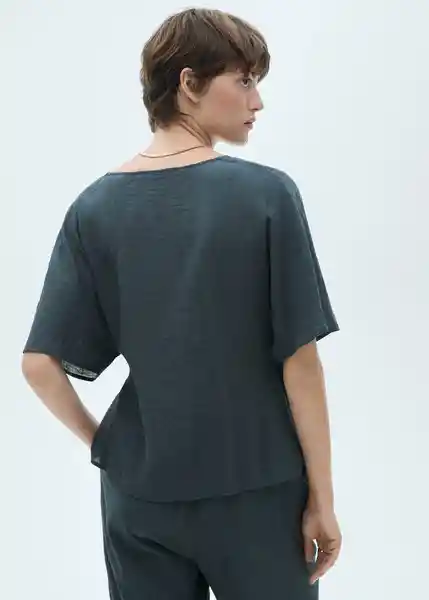 Blusa Sello-w Azul Noche Talla M Mujer Mango