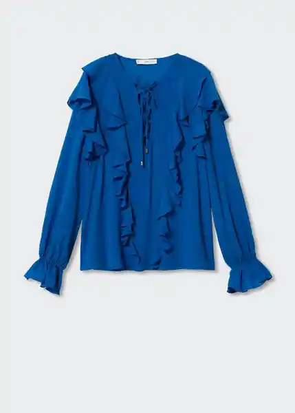 Blusa Vampire Azul Talla S Mujer Mango