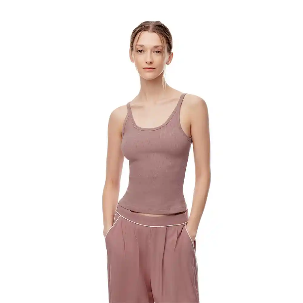 Camiseta de Tiras Escote Redondo en Algodón Femenino Libor Gef Talla S