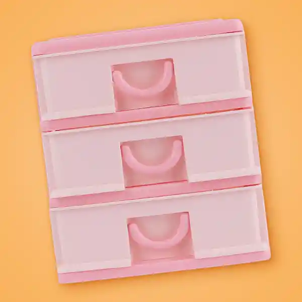 Organizador de Plástico Bicolor Con 3 Cajones Rosa Miniso