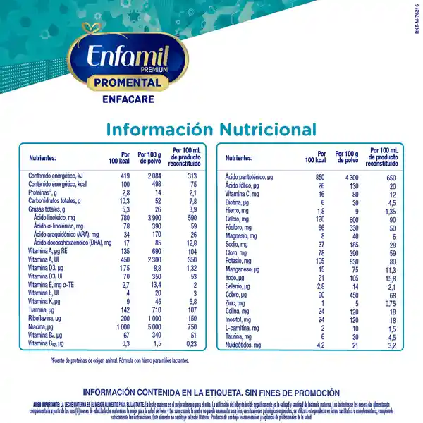 Fórmula Infantil Enfamil Premium Promental Enfacare 385 g