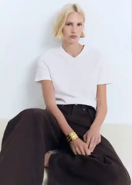 Camiseta Ritapi Blanco Talla M Mujer Mango