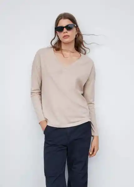 Camiseta Sacov Beige Talla S Mujer Mango