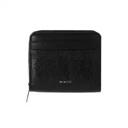 Cartera Para Mujer Con Textura Granulada Negro Serie Miniso