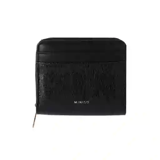 Cartera Para Mujer Con Textura Granulada Negro Serie Miniso